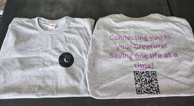 Light grey t-shirt featuring the text Connecting your Crew and a scannable QR code for Creature Connections.