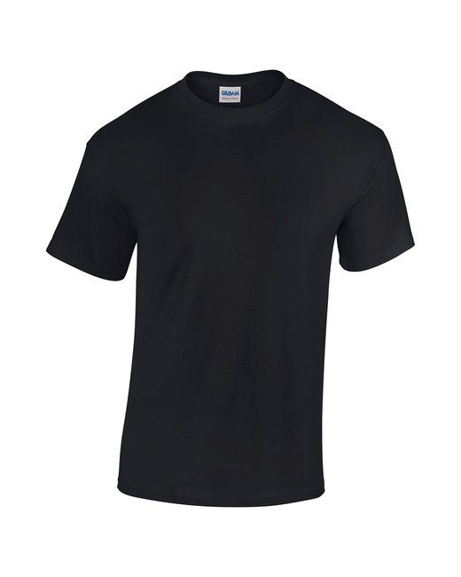 Front view of a blank black custom t-shirt ready for personalized printing