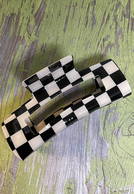 Black and White Checkerboard Hair Claw