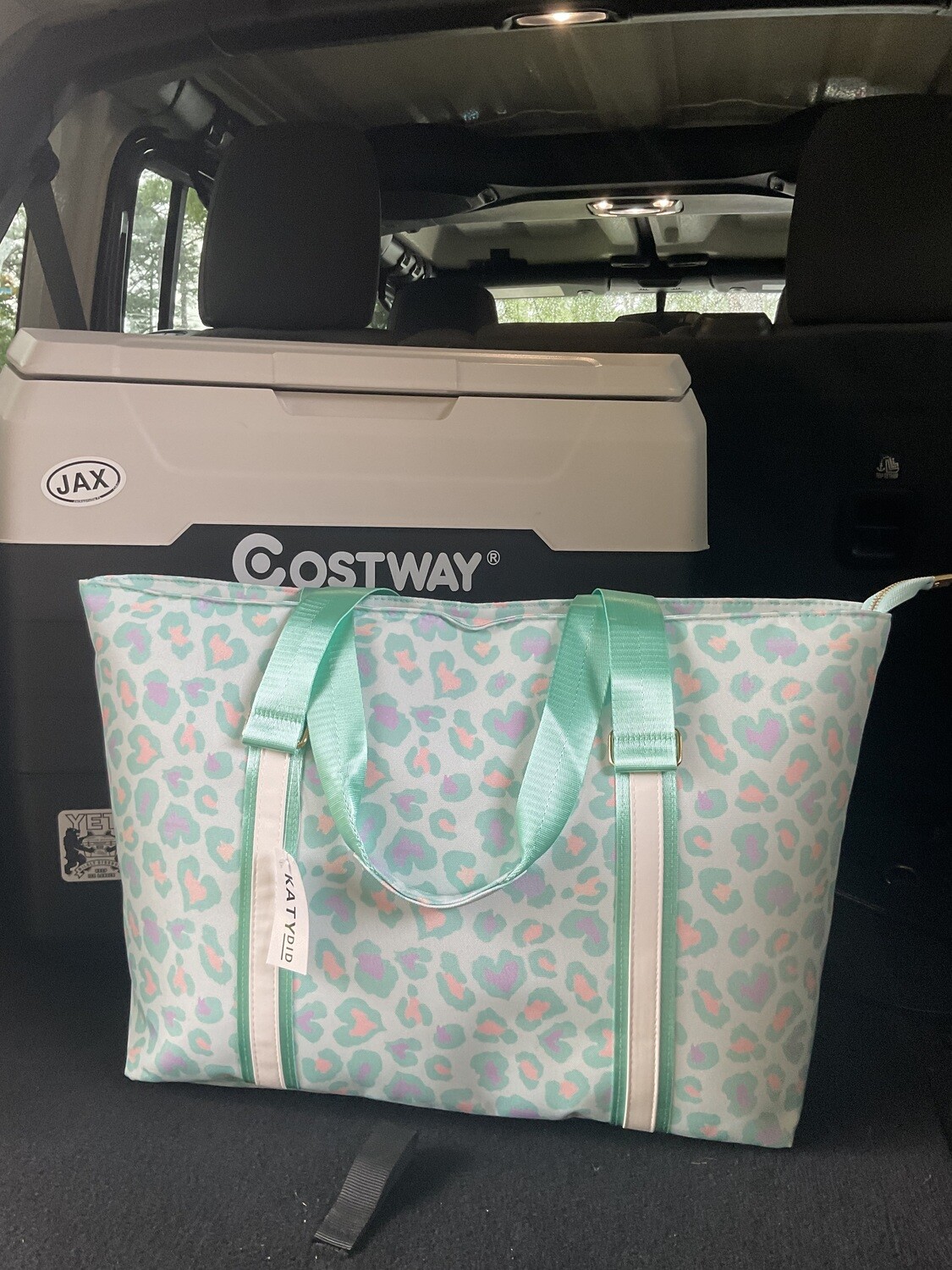 Mint Leopard Beach Tote Bag