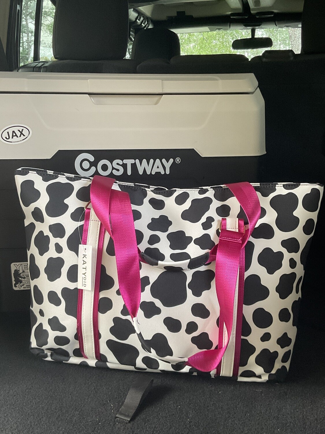 Black and White Cow Print Tote Bag by KATYdid