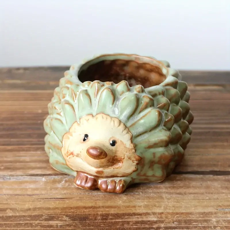 Rustic Color Ceramic Hedgehog Planter Pot