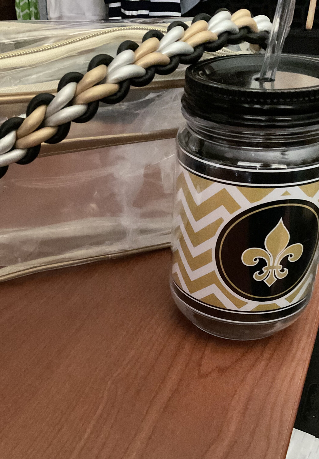 Fleur de Lis Mason Jar Cup