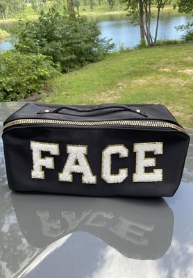 Nylon Face Pouch Cosmetic Bag- Black