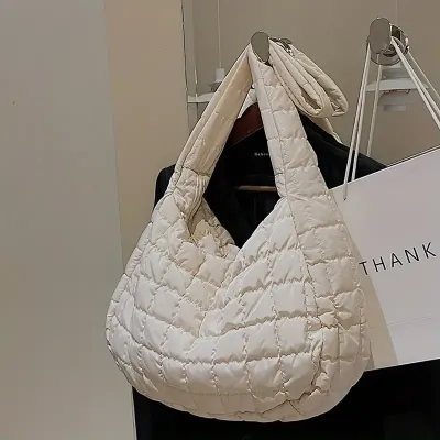 Puffer Quilted Crossbody Bag- White