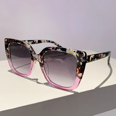 Square Cat Eyes Sunglasses- Tortoiseshell Purple