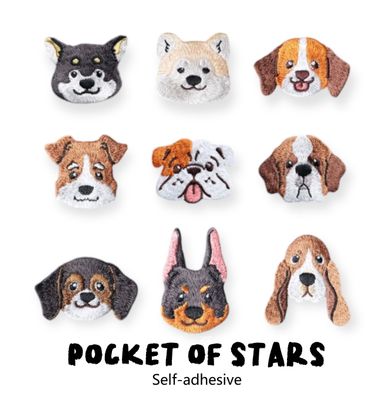 Collection of embroidered patches - various Dog Puppy Mutt Canine Hound breeds