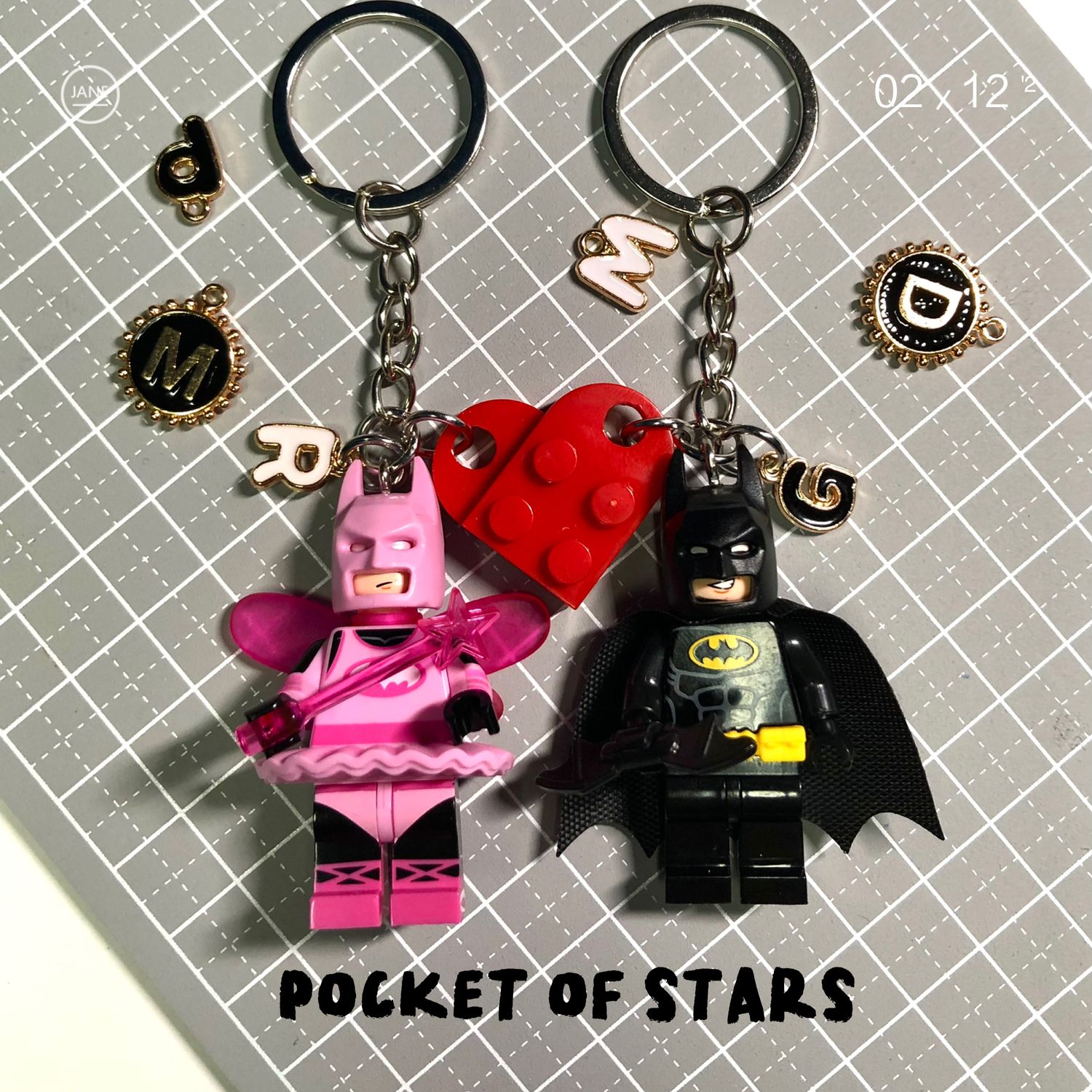Pink Fairy Batman &amp; Batman Keychain/Keyring