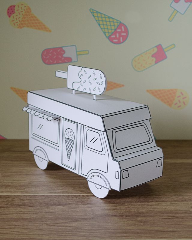 KIT PAPIER - Camion Glace à colorier