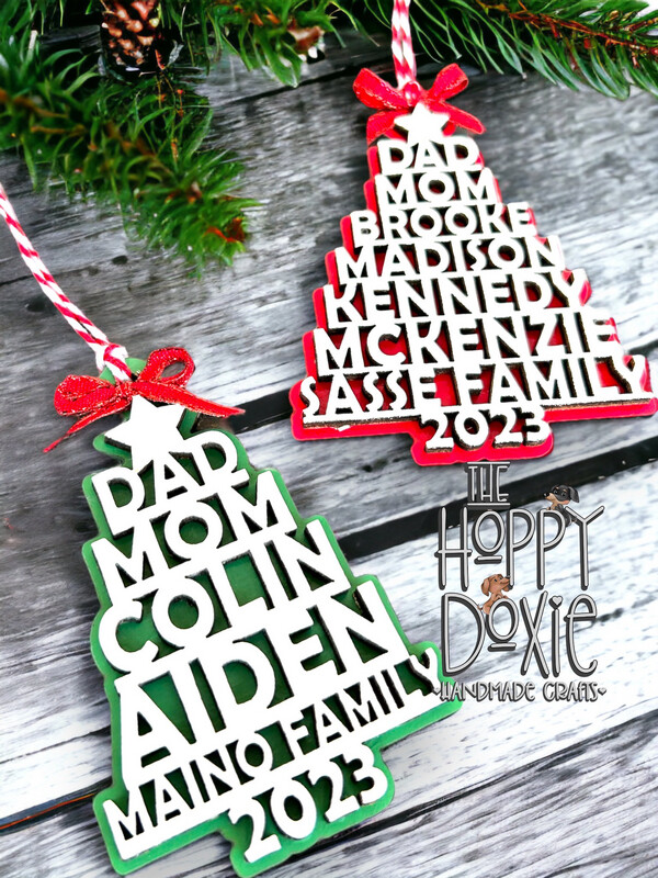 Stacked Name Christmas Tree Ornament