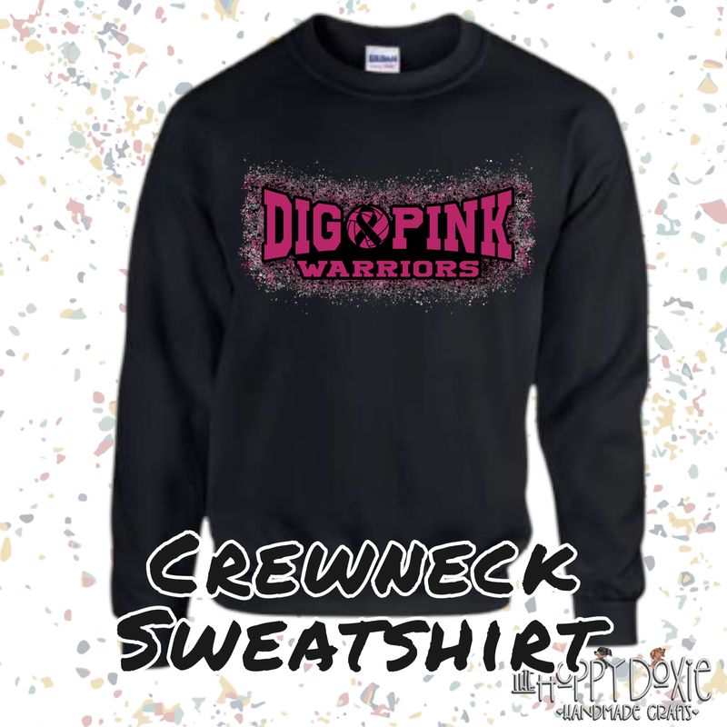 Girls Volley Dig Pink Crewneck Sweatshirt