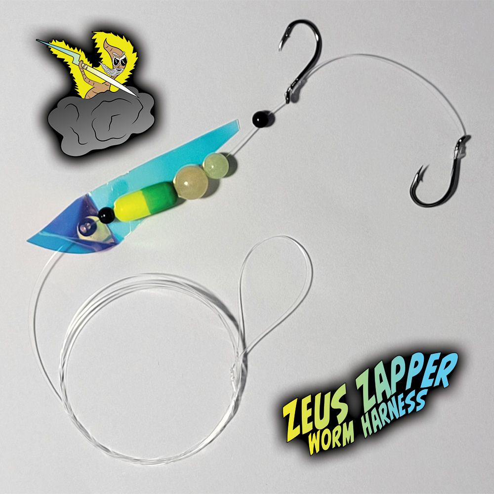 Zeus Zapper Worm Harness - Medium - Dual Color - Chartreuse/Green - Double Hook