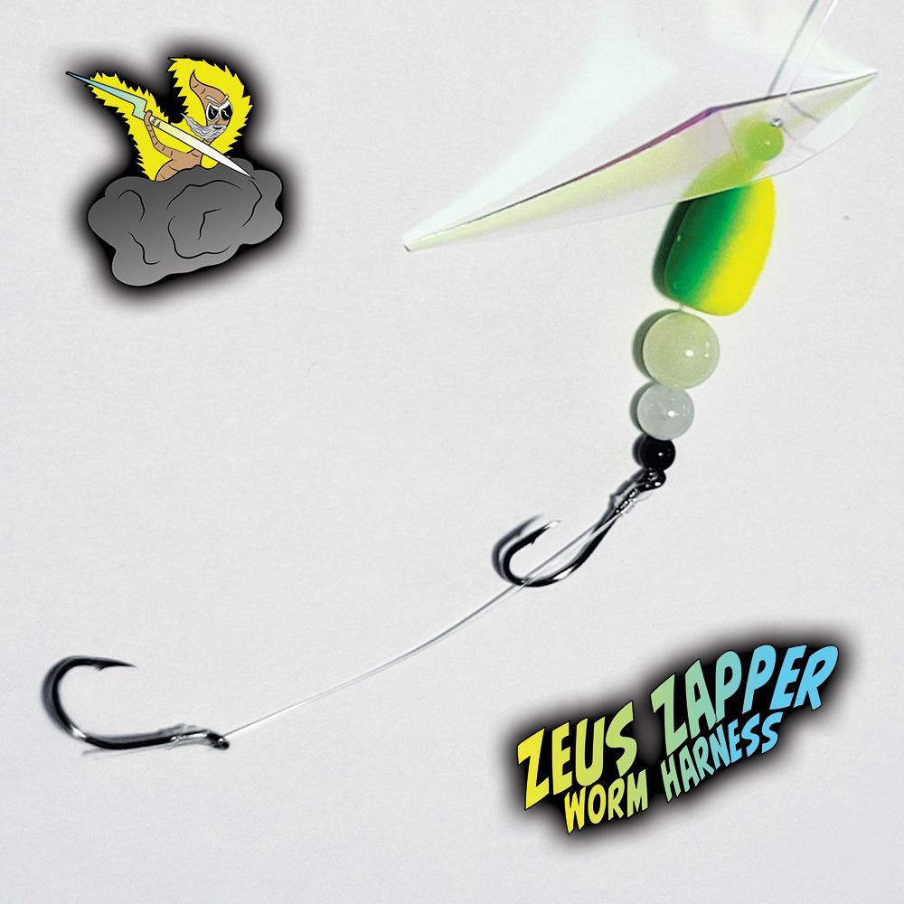 Zeus Zapper Worm Harness - Flouro Green/Chartreuse - Double Hook