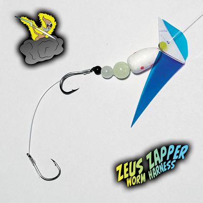 Zeus Zapper Worm Harness - White Polka Dot - Double Hook