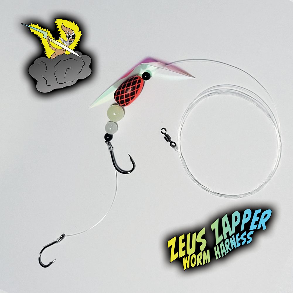 Zeus Zapper Worm Harness - Flouro Red/Black - Double Hook