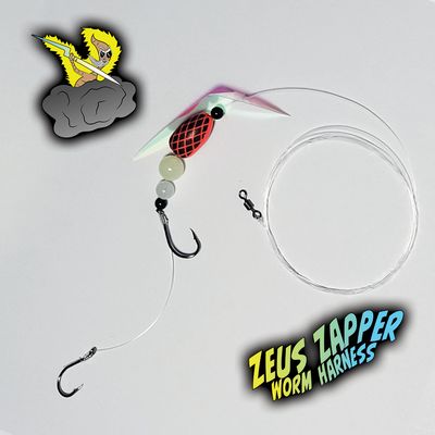 Zeus Zapper Worm Harness - Flouro Red/Black - Double Hook
