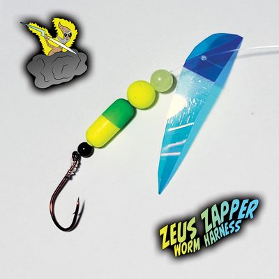 Zeus Zapper Worm Harness - Standard - Dual Color - Chartreuse/Green -Single Hook