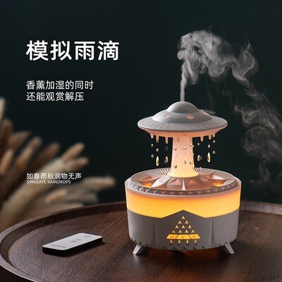 Colorful Raindrop Humidifier Household Night Light Mushroom Desktop Silent Rain Cloud Aromatherapy Machine