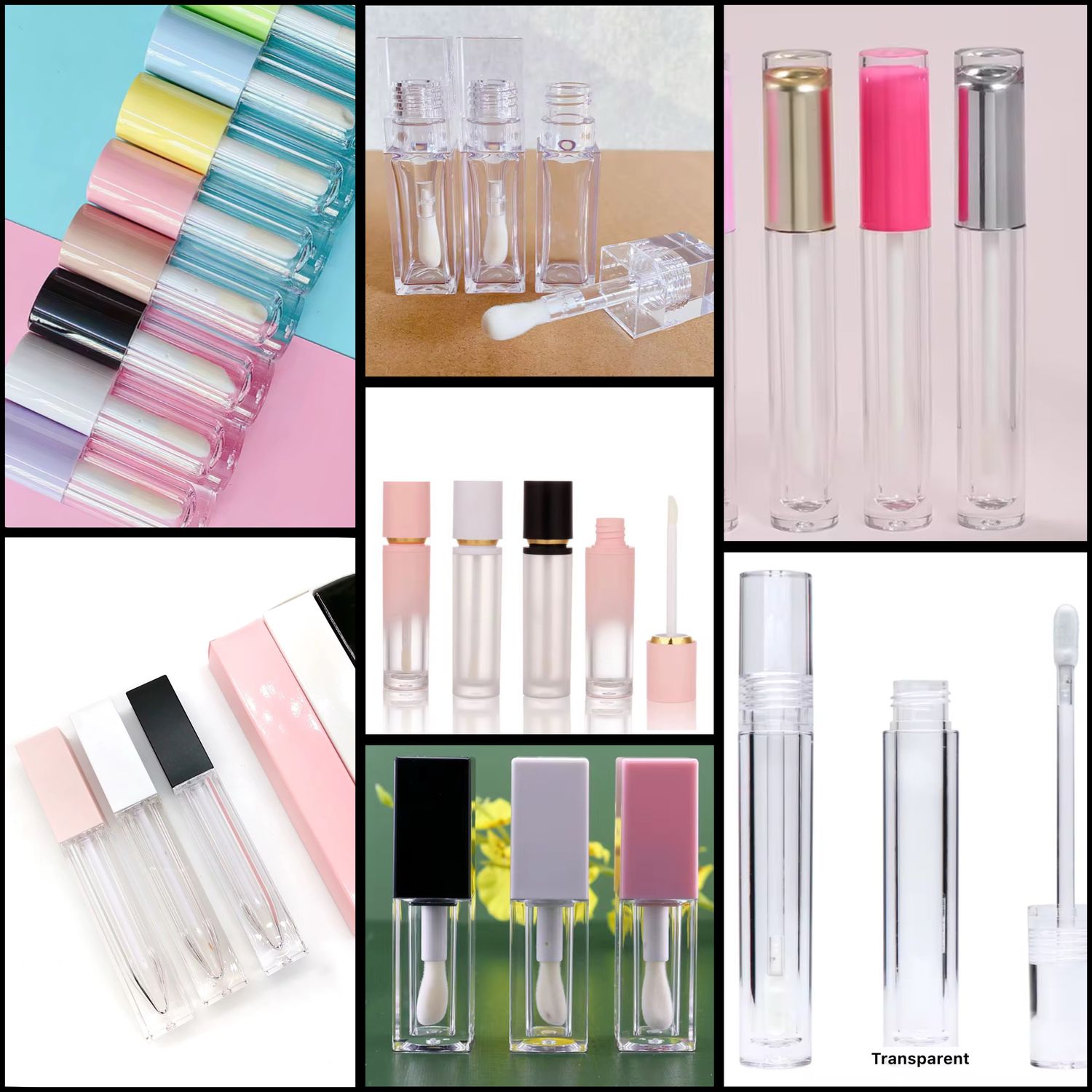 Empty lipgloss tubes, tube boxes and filling tools.