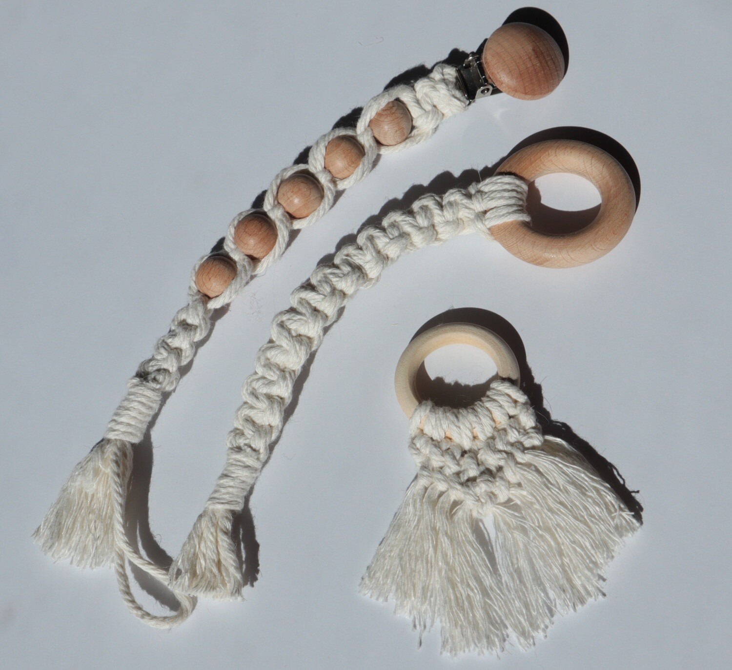 Pacifier Clip Gift Set - Wood &amp; Cotton