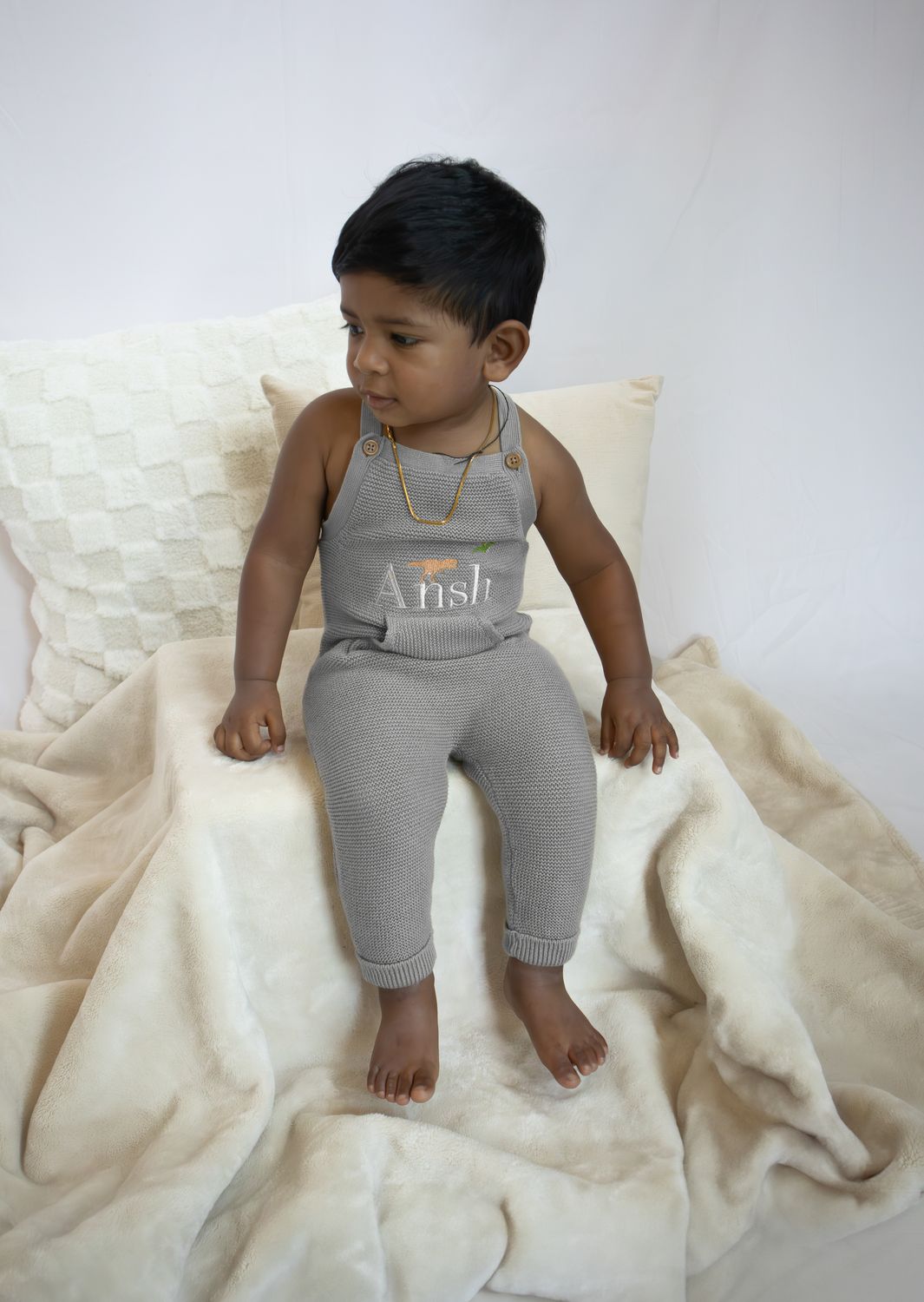 Organic Cotton Sweater Knit Overalls Boy Girl