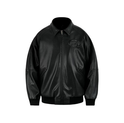 Black Leather Jacket Zipped