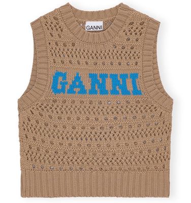 Ganni Brown Cotton Rope Short Vest