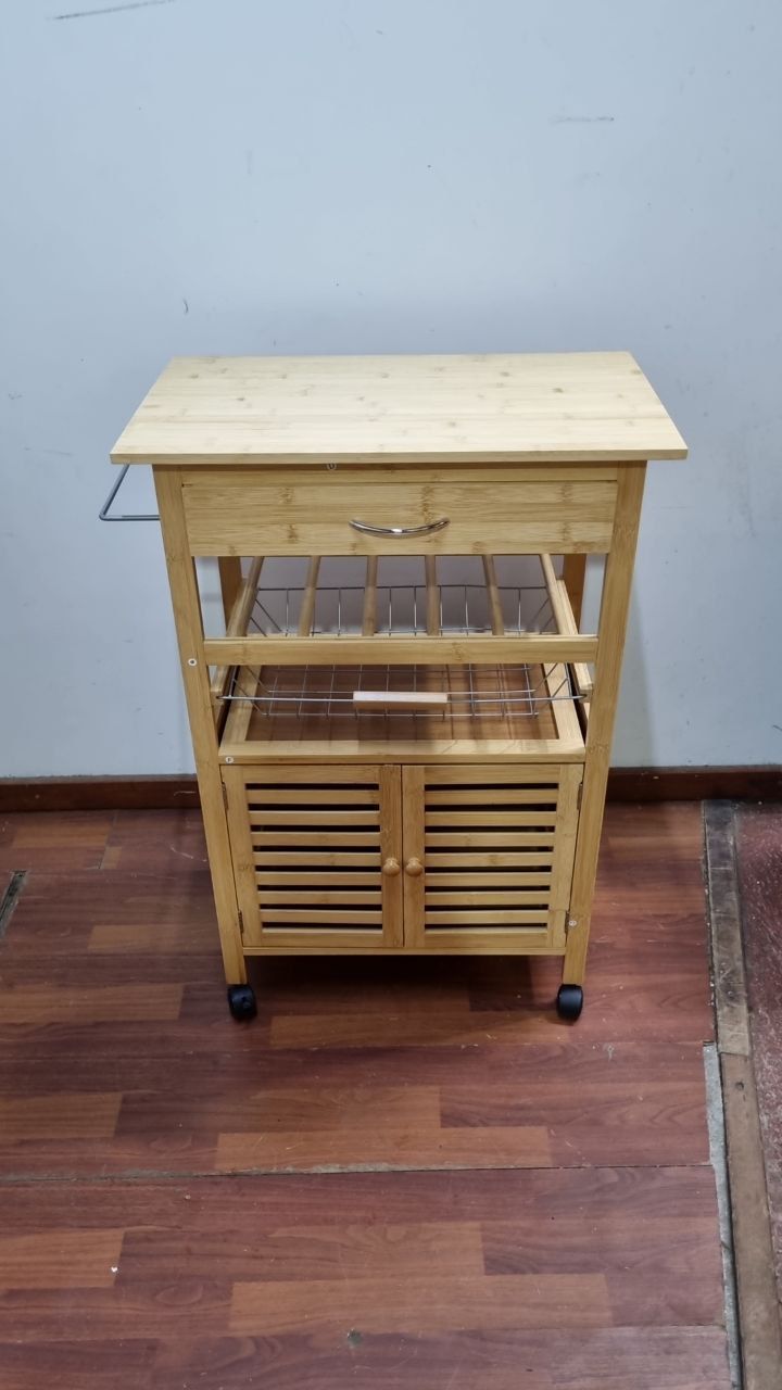 (L697) Barcito Rodante En Madera Maciza 60x36x88 NUEVO