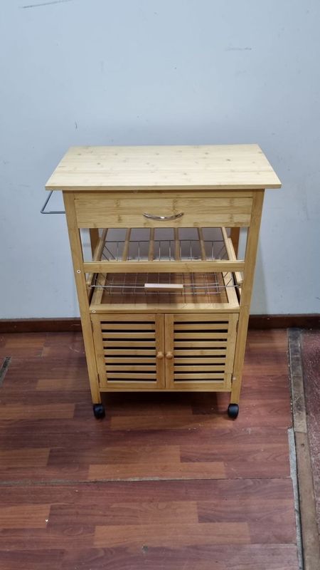 (L697) Barcito Rodante En Madera Maciza 60x36x88 NUEVO