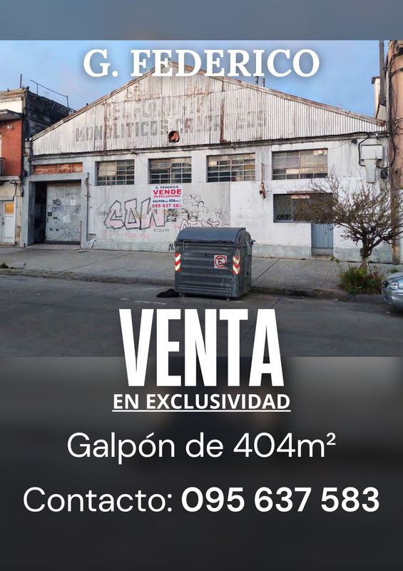 G FEDERICO VENDE EN EXCLUSIVIDAD - GALPON DE 404m²