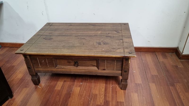 (L780) Mesa Ratona En Madera Maciza Estilo Rustico (107x77x45)