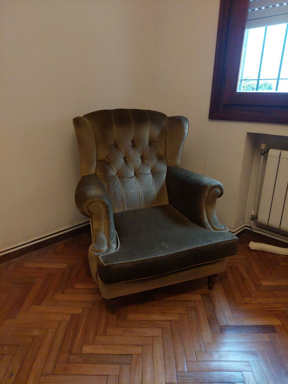 (L1027) Muy buena bergere capitoneada terciopelo muzgo el forro es solo por protección esta en buen estado