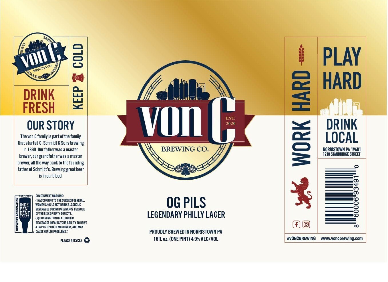 Von C OG Pilsner 4pk 16oz Cans