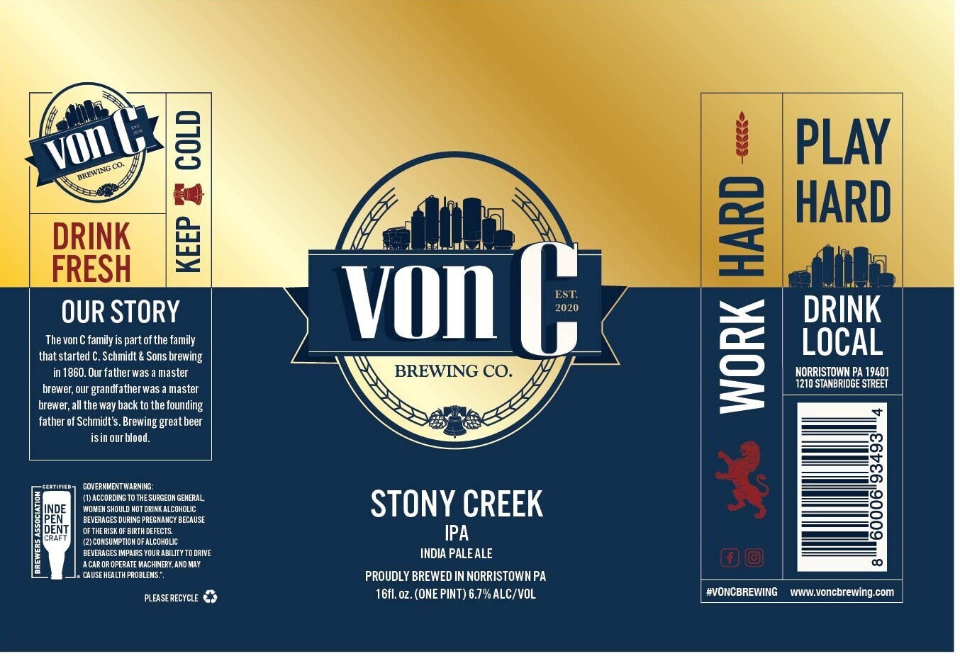 Von C Stony Creek IPA 4pk 16oz Cans