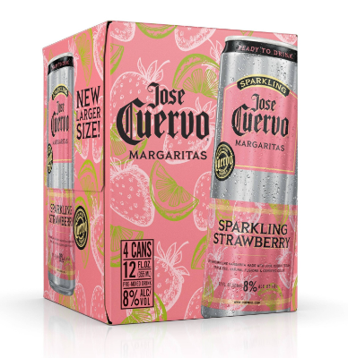 Jose Cuervo Sparkling Strawberry Margarita Cocktail 4pk 12oz Cans