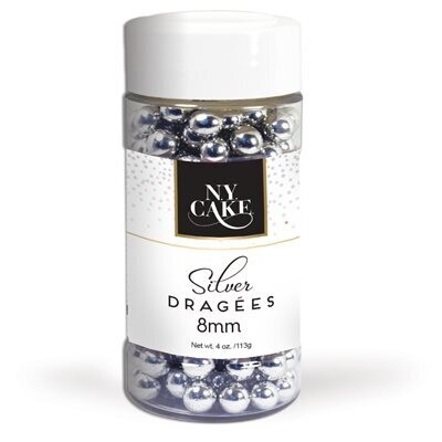 NY Cake  Silver Dragees 8mm 4oz