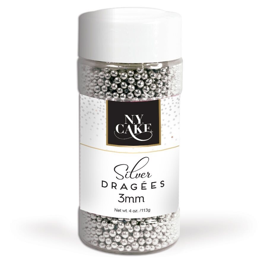 NY Cake  Silver Dragees 3mm 4oz