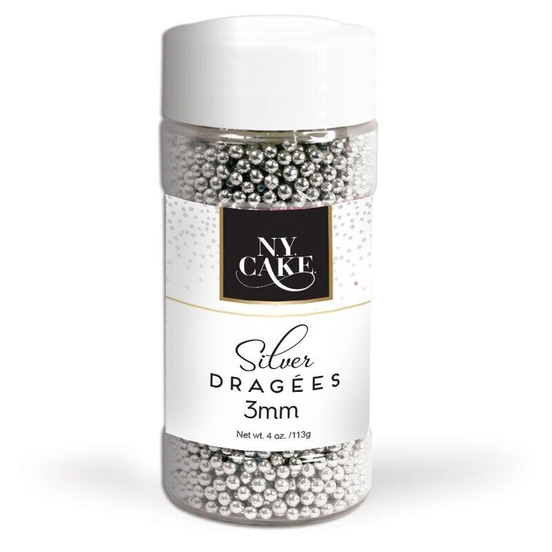 NY Cake  Silver Dragees 3mm 4oz