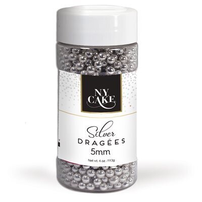 NY Cake Silver Dragees 5mm 4oz