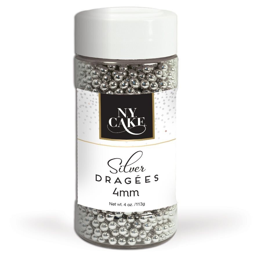 NY Cake Silver Dragees 4mm 4oz