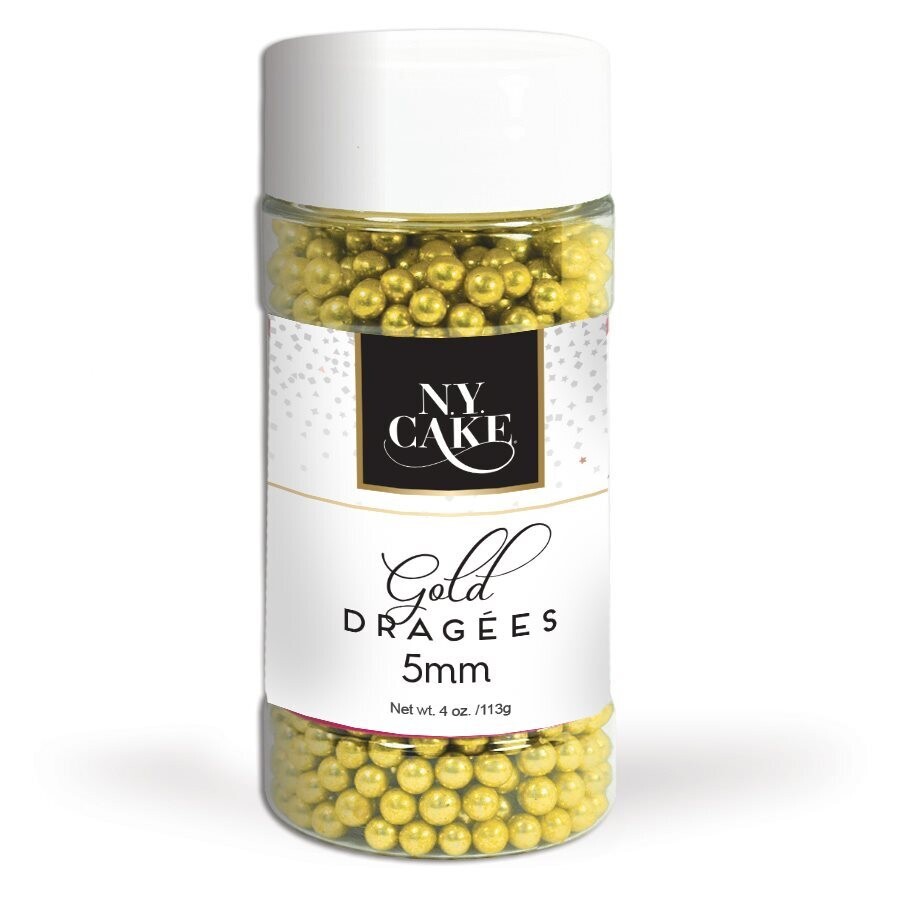 NY Cake Gold Dragees 5mm 1.5 oz