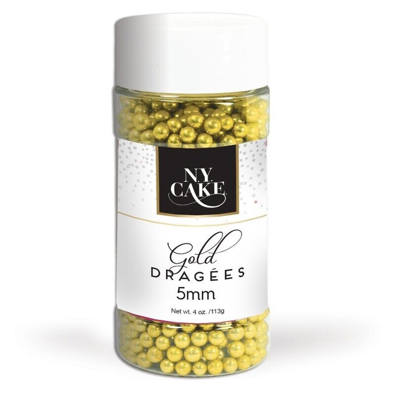 NY Cake Gold Dragees 5mm 1.5 oz