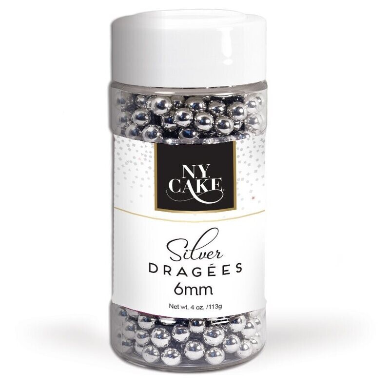 NY Cake Silver Dragees 6mm 4oz