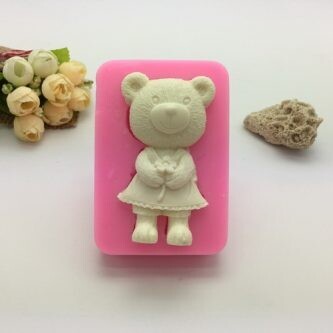 Silicone Mold Bear with Flower