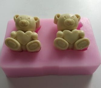 Silicone Mold 2 Bears Holding heart