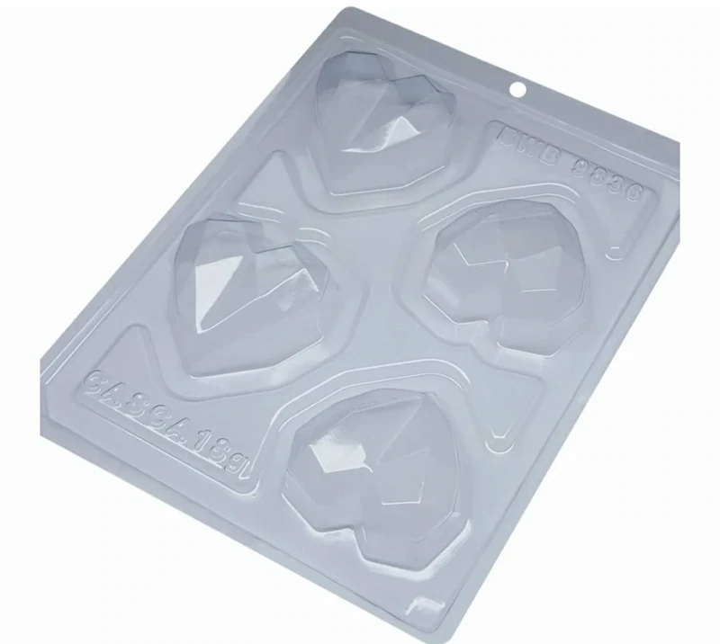 BWB Geometric Small Heart 4 Cavities 3 Part Mold
