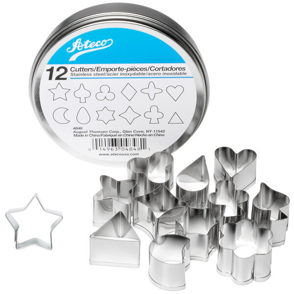 Ateco 12 pcs cutters hearts &amp; stars set 4848
