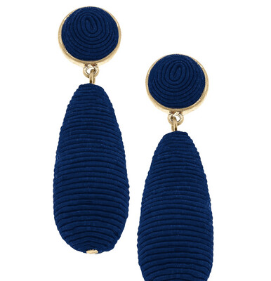 Brielle Silk Cord Teardrop Earrings in Navy