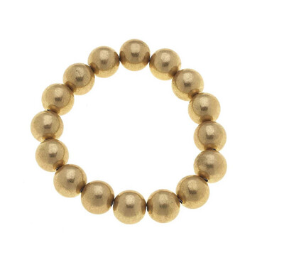 Eleanor Ball Bead Stretch Bracelet In Worn Gold