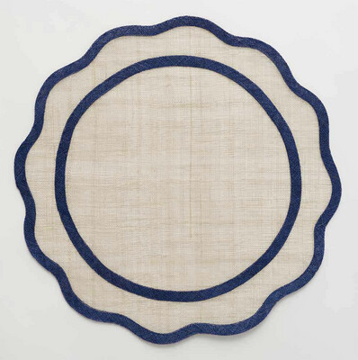 Navy Blue Scalloped Rice Paper Placemat x4
